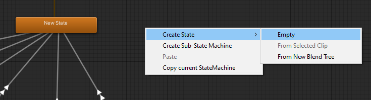 Adding an empty animation state to the Animation controller
