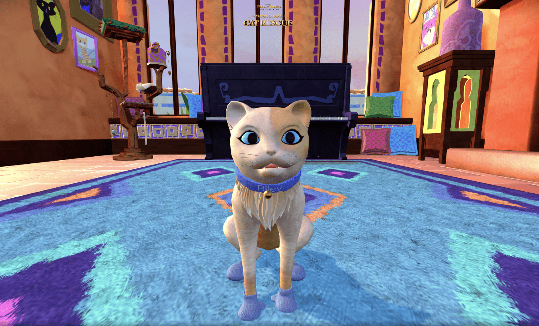 A screenshot of the puss in boots minigame, with a cat