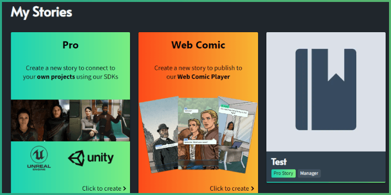 Charisma Pro Story creation panel button