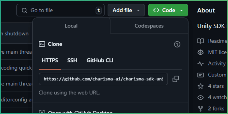 Copying a GitHub repository URL