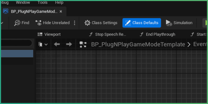 Class defaults button in the blueprint editor