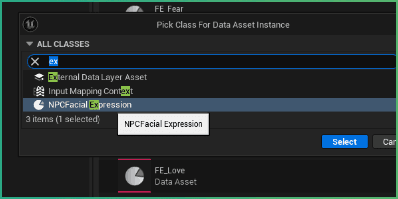 Creating new facial expression data asset