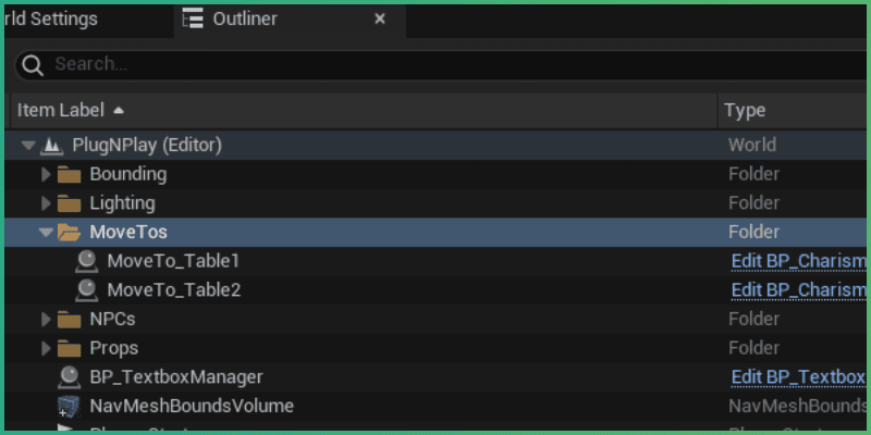 New move point object added to the scene, shown in the outliner