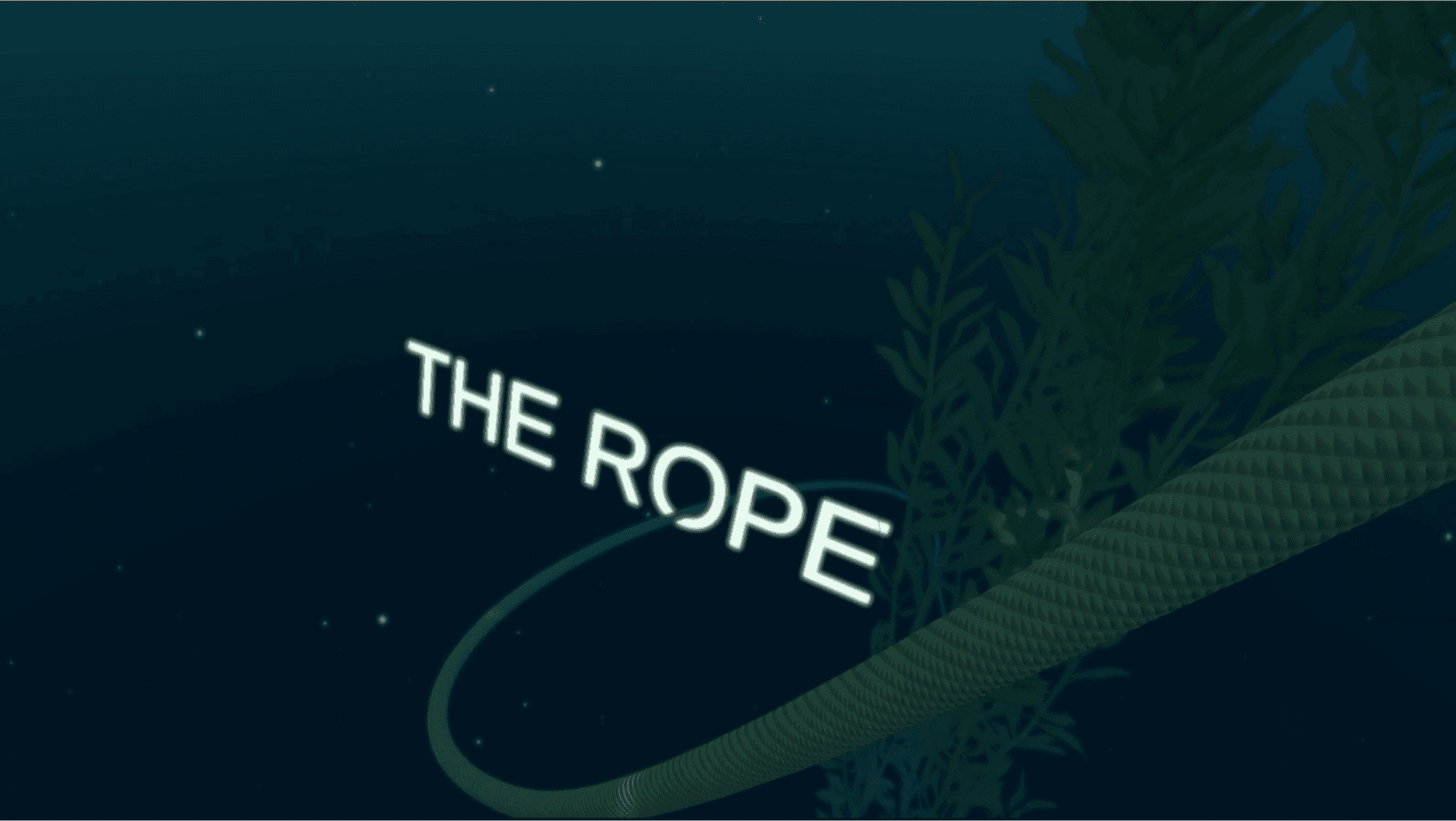 A rope and kelp in the ocean with the title The Rope