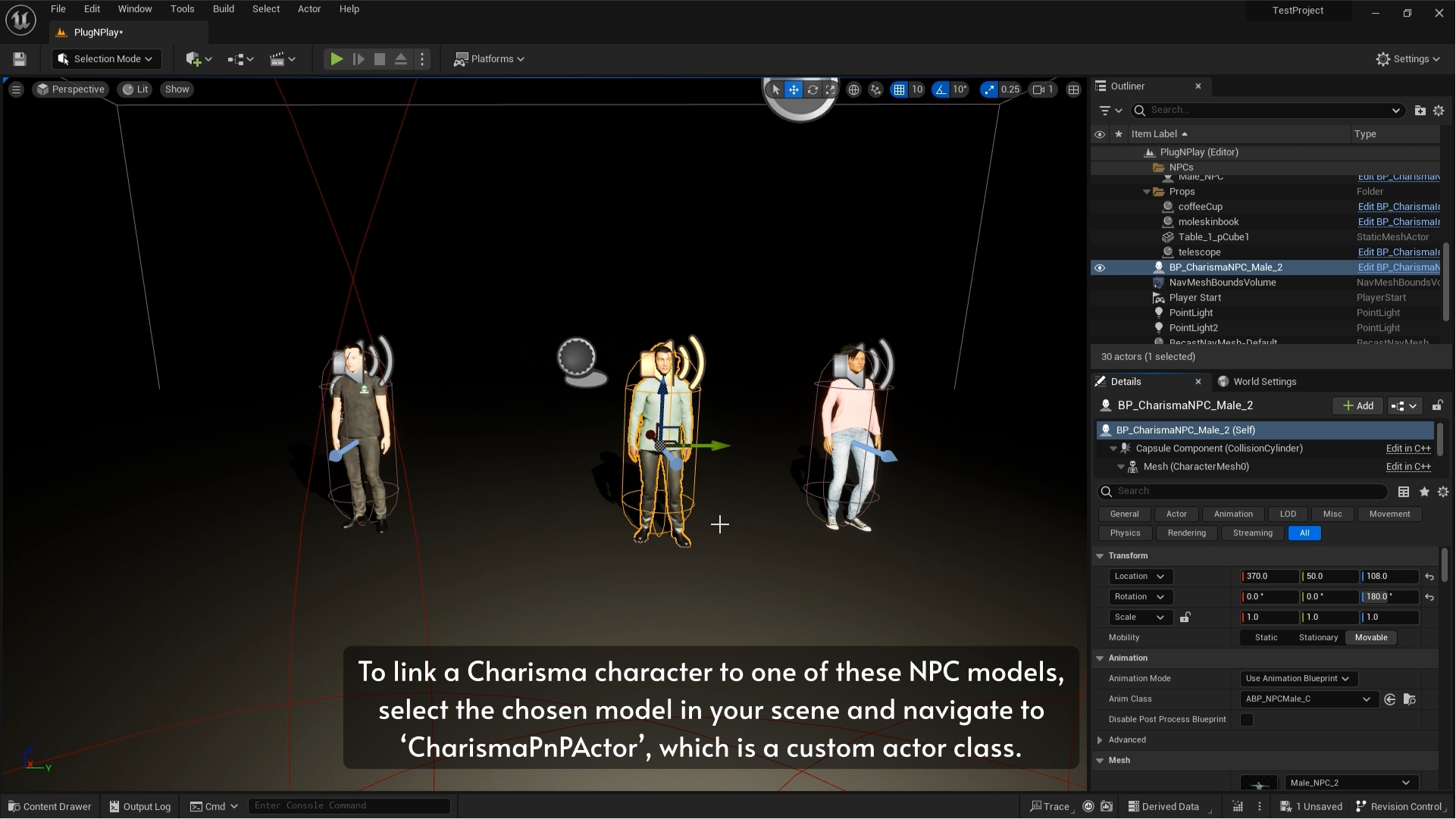 Showing three characters in Unreal engine