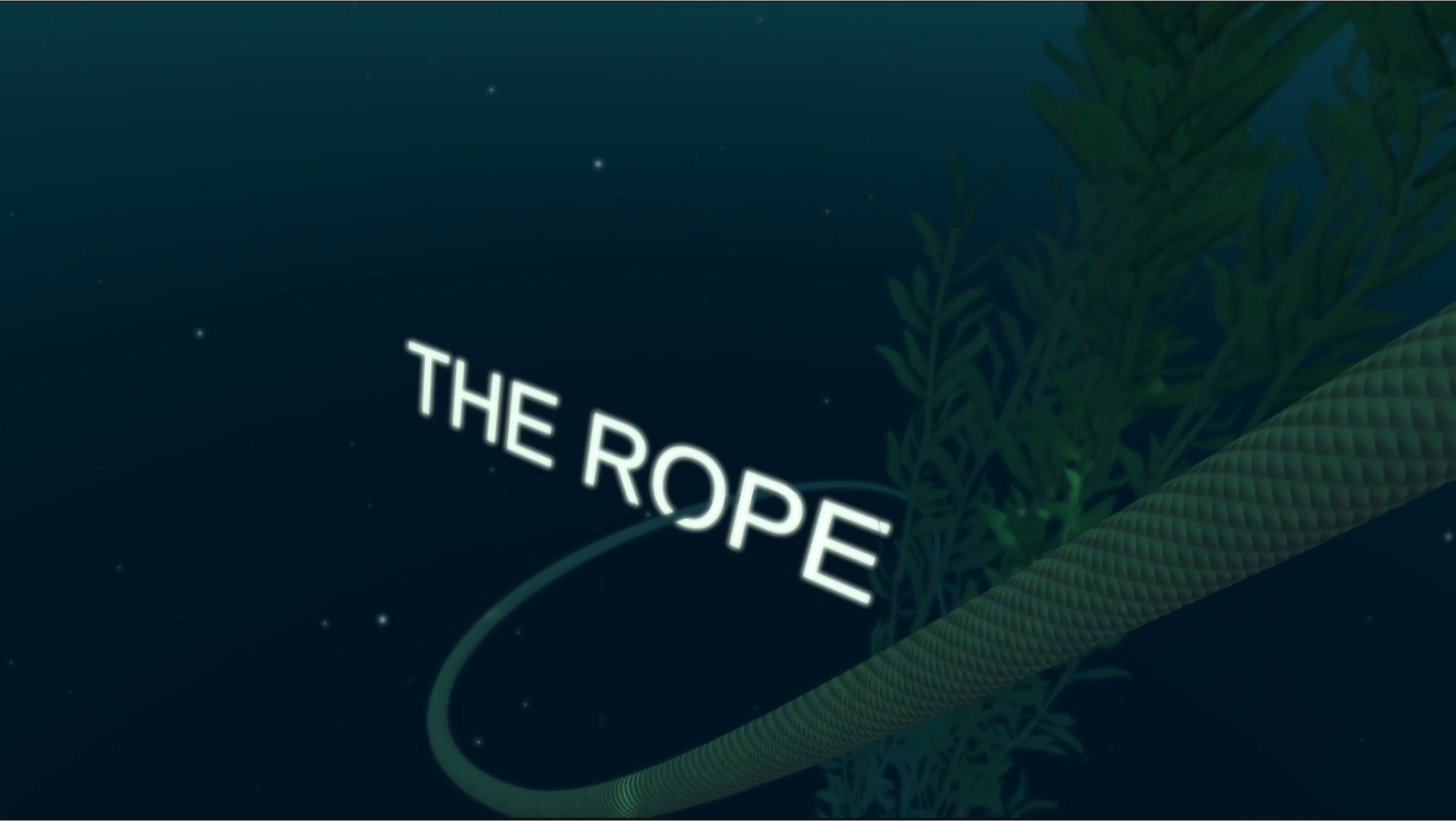 A rope and kelp in the ocean with the title The Rope